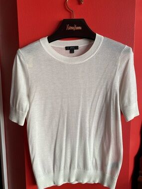 J Crew White Short Sleeve Knit Top